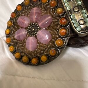 Leather rock  Brown Braided Leather Belt